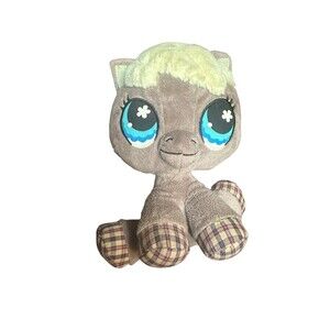 Littlest Pet Shop LPS Hasbro Horse Plush Stuffed Animal Brown Plaid 2007 10”
